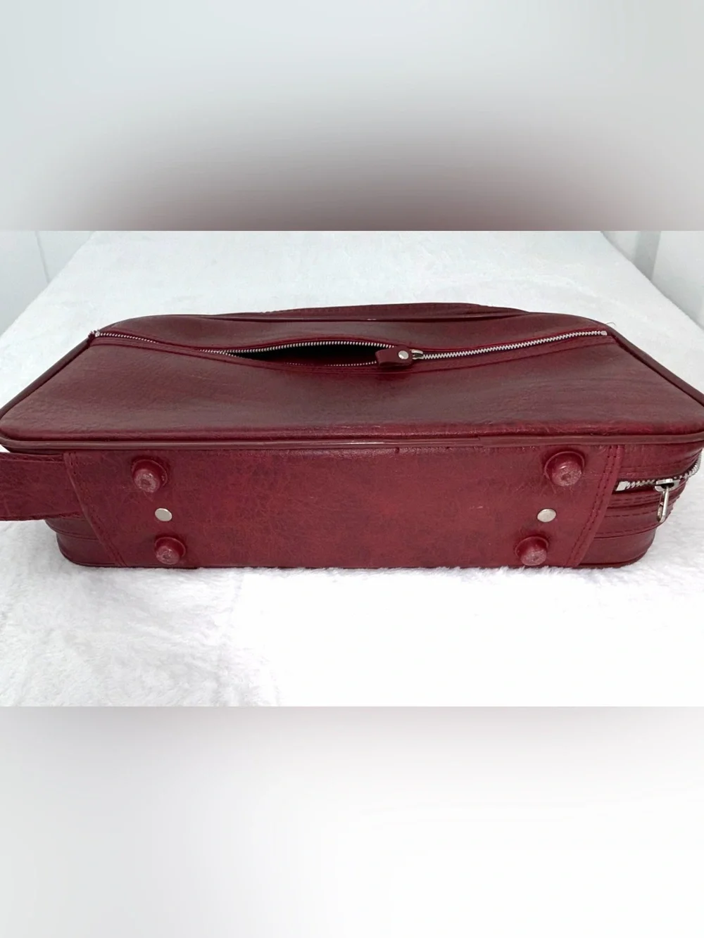 Vintage Peter's Bag Corp Burgundy Faux Leather Briefcase Luggage Attache Case